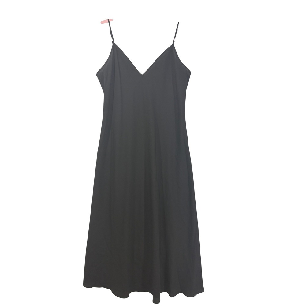 Polo Ralph Lauren Black V-Neck Midi Slip Dress Adjustable Straps Size 6
